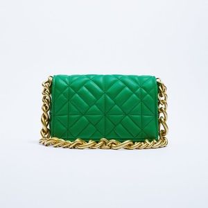 Zara Quilted Green Shoulder Strap Bag💚